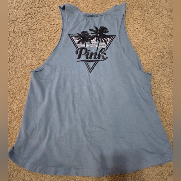 PINK Victoria's Secret Large Bling Tropical Bling Sequin Tank - Picture 1 of 5